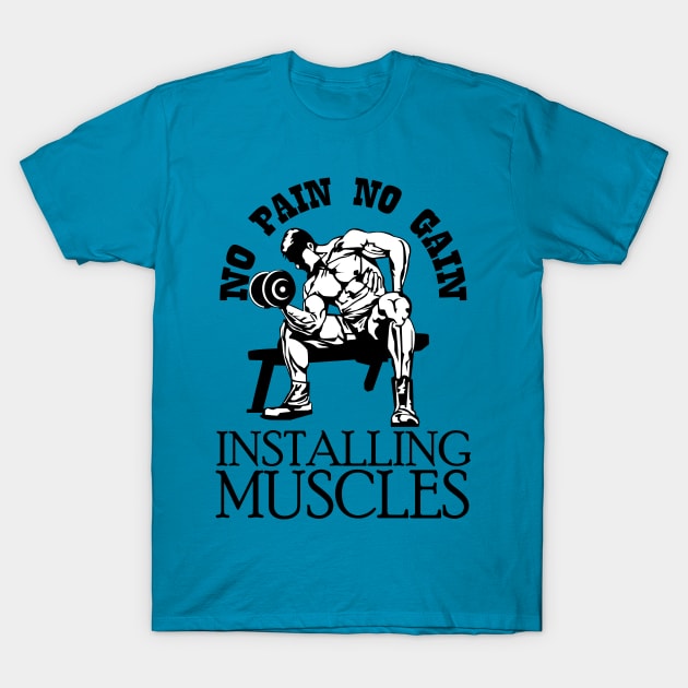 Gym installing muscle T-shirt T-Shirt by MohammedNajjar